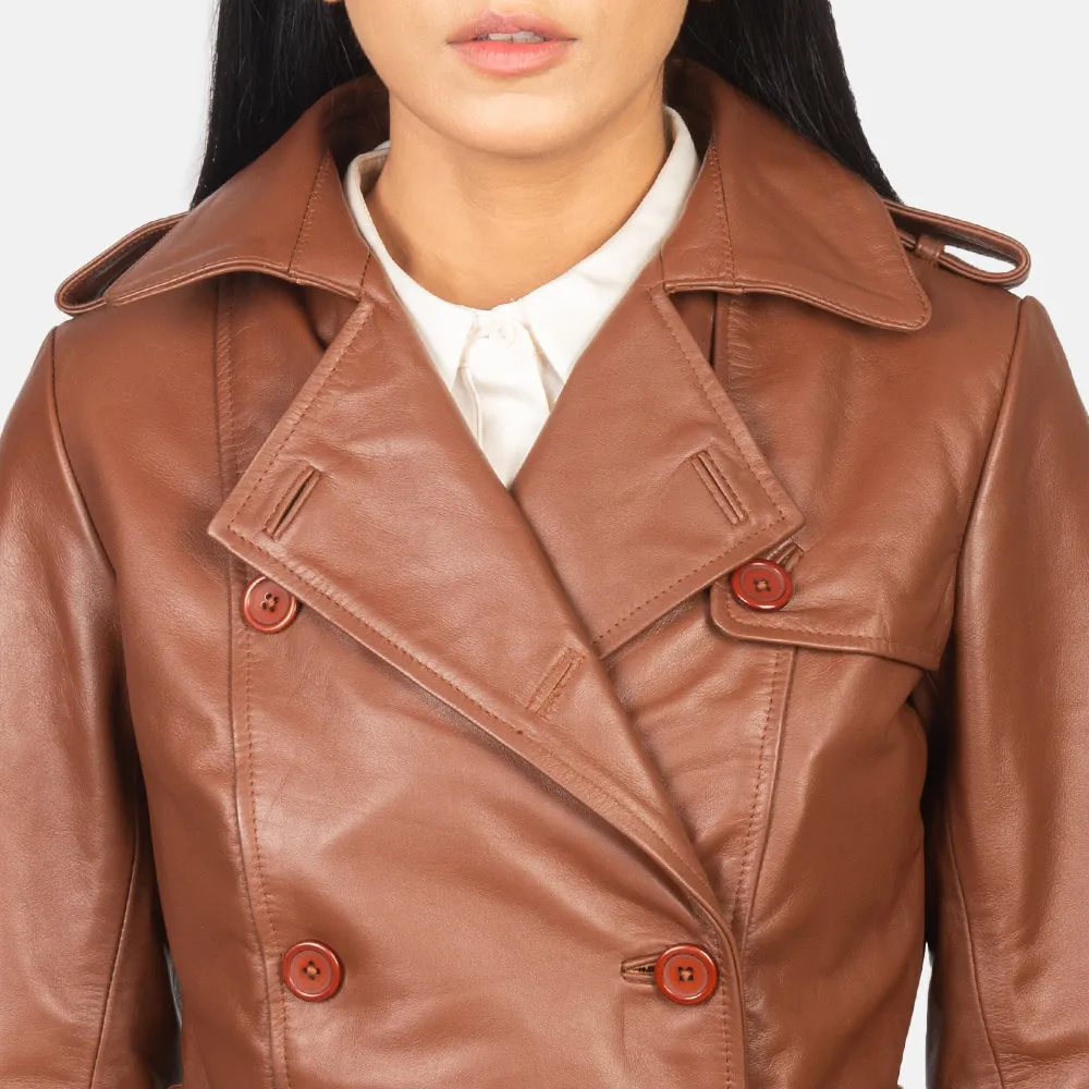 Alice Brown Double Breasted Leather Coat