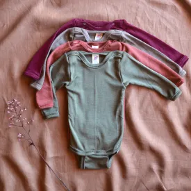 Baby Bodysuit Long Sleeve Organic Wool/Silk (0-3yrs)