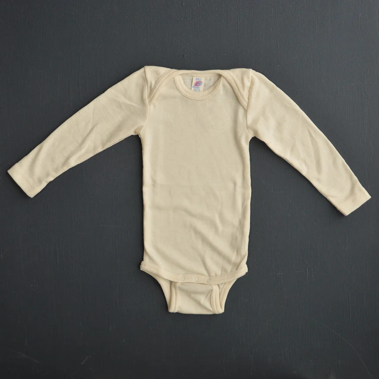 Baby Bodysuit Long Sleeve Wool/Silk - Natural (0-3yrs)