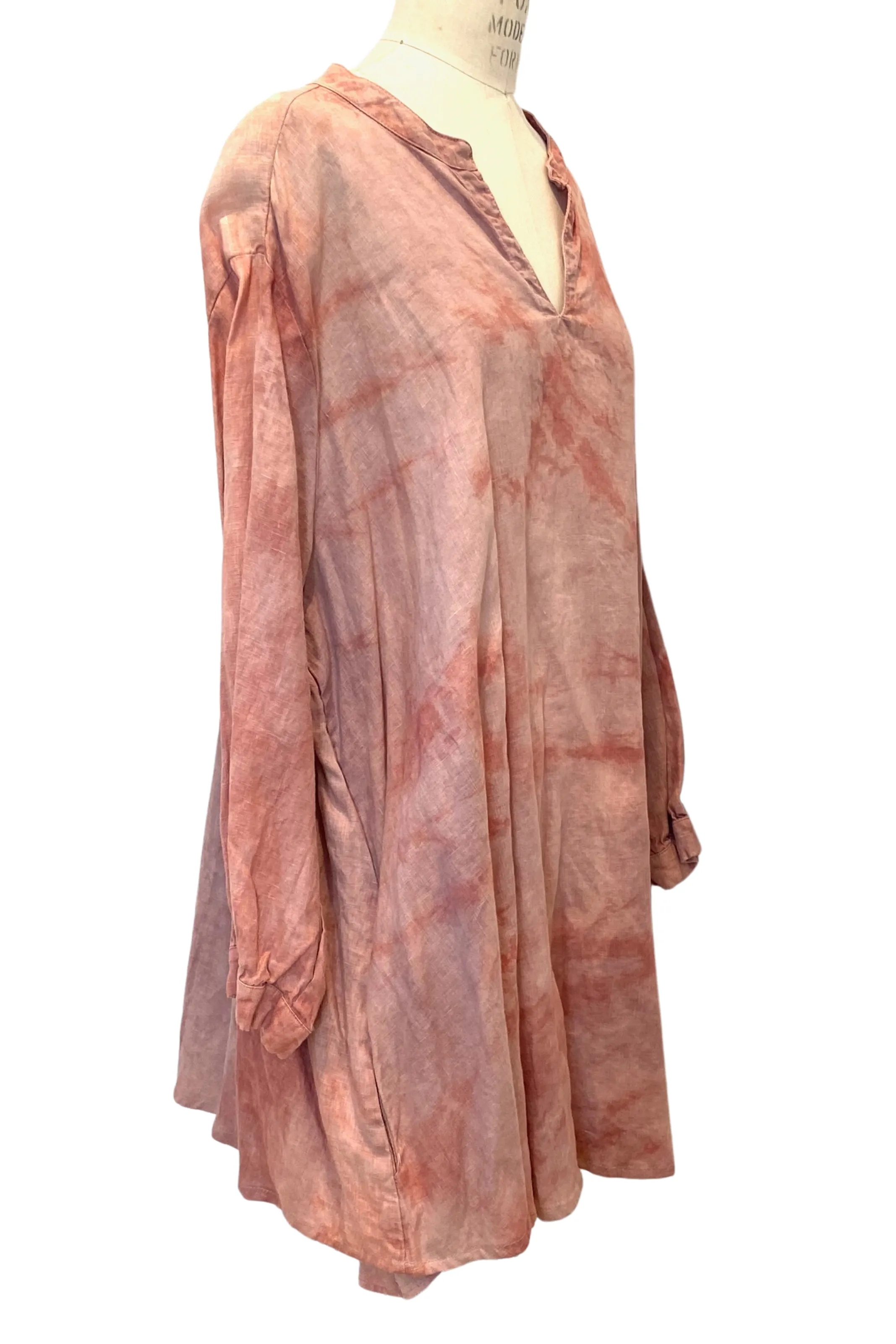 Botanically Dyed Linen Tunic in Rose