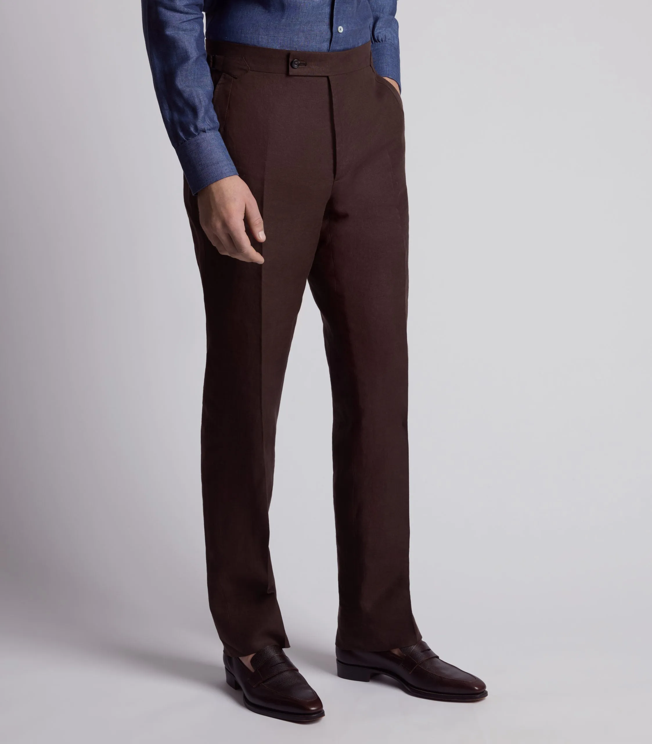 Chocolate Brown Linen Trousers