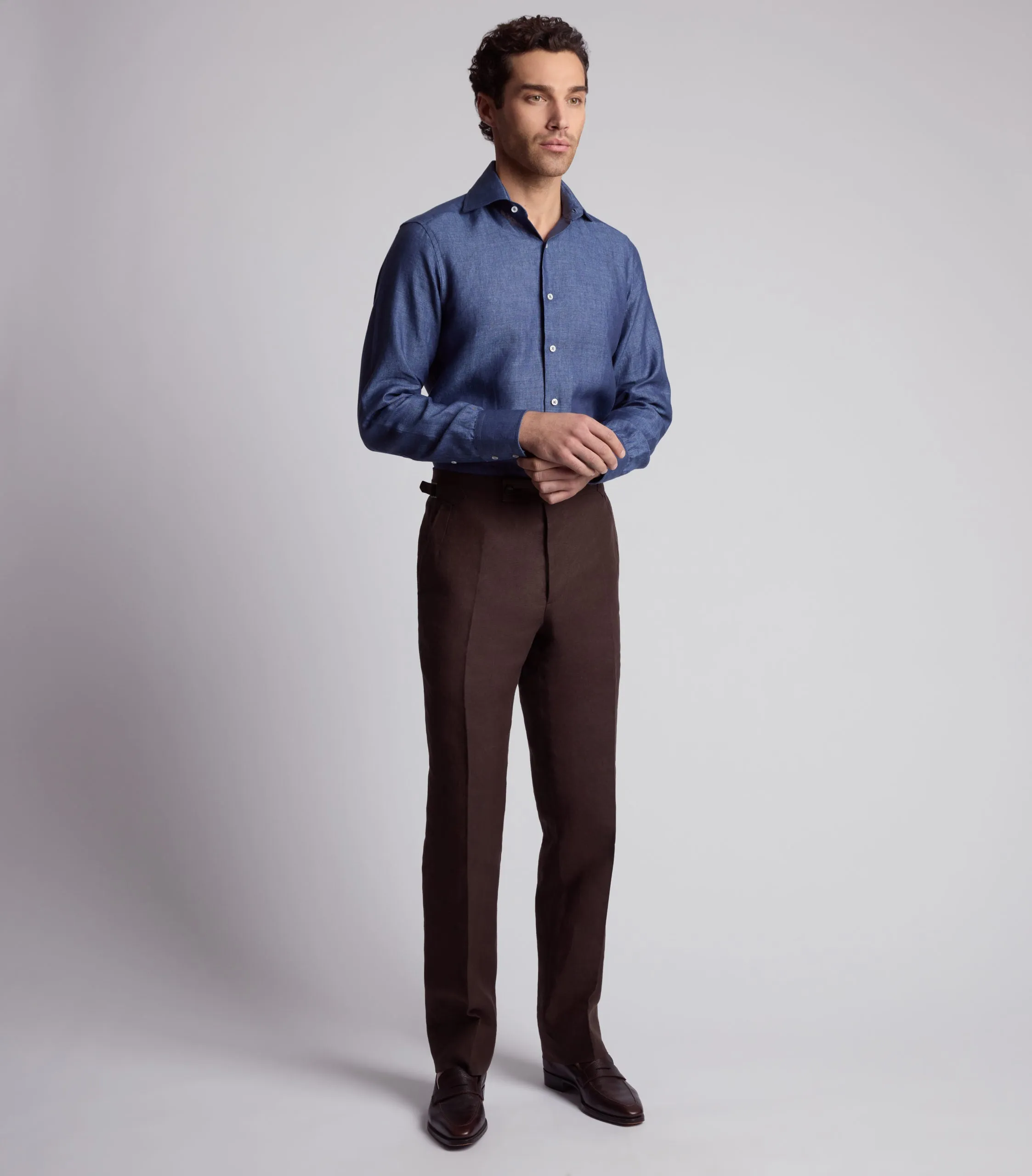 Chocolate Brown Linen Trousers