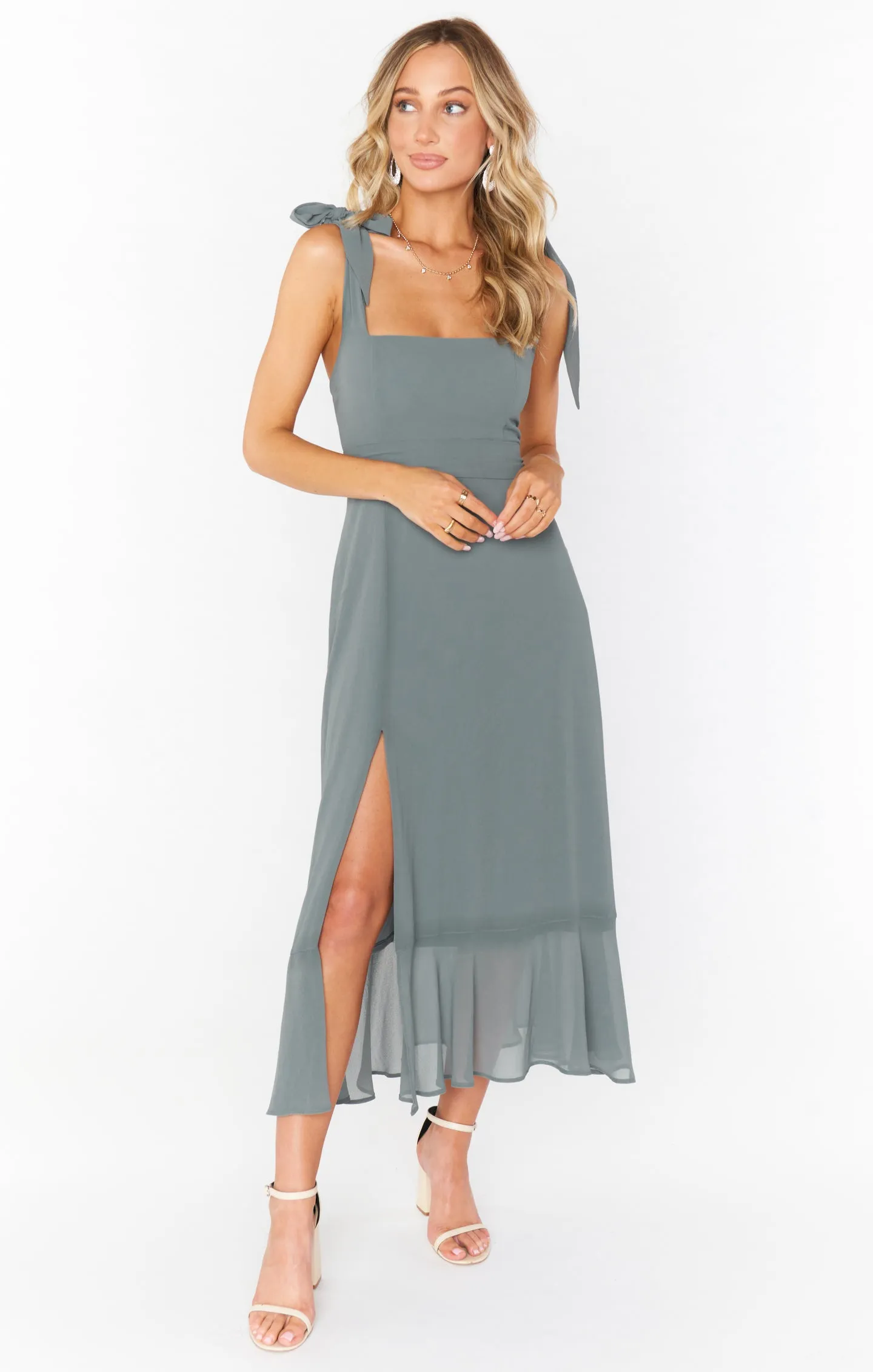 Claire Midi Dress ~ Deep Sage Chiffon