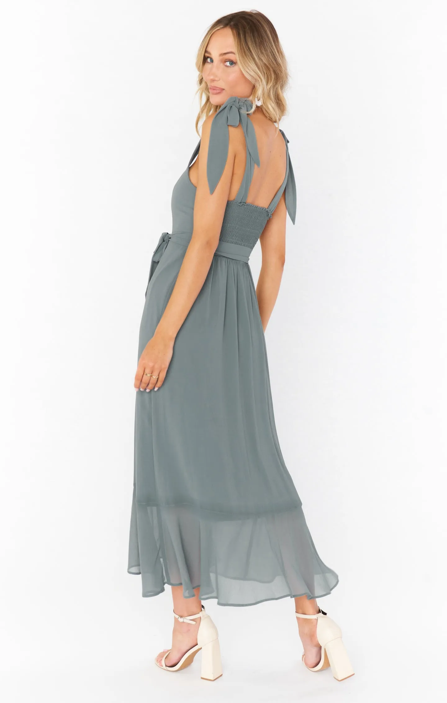 Claire Midi Dress ~ Deep Sage Chiffon