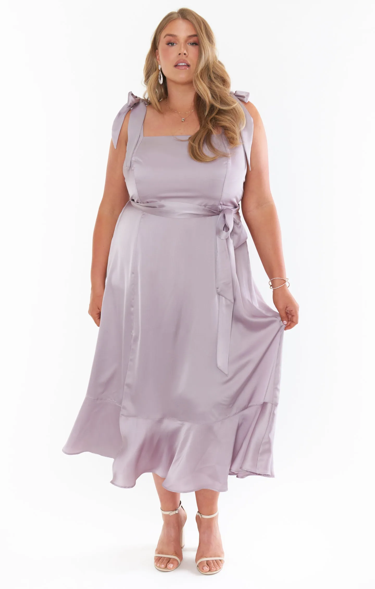 Claire Midi Dress ~ Dusty Purple Luxe Satin