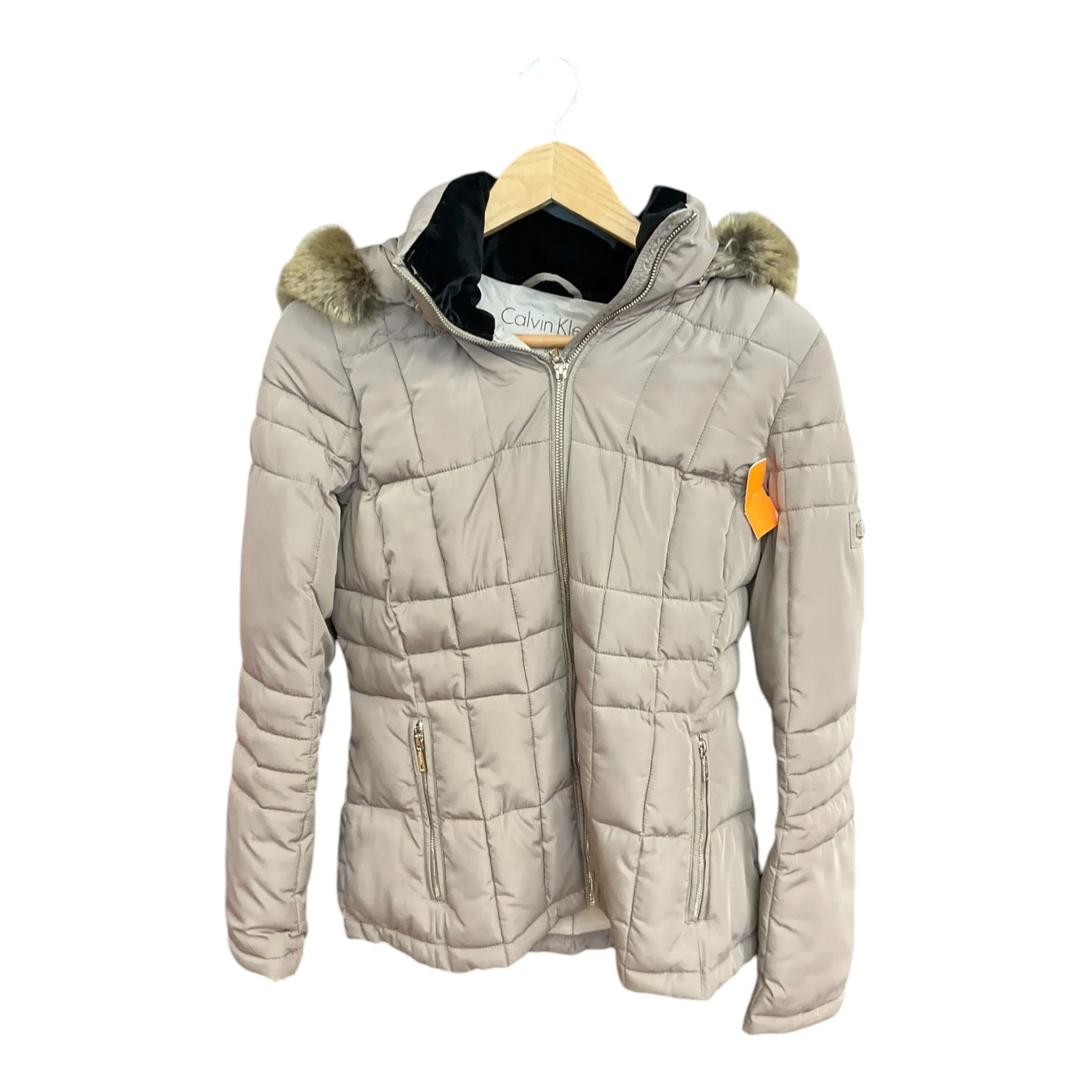 Coat Puffer & Quilted By Calvin Klein In Tan, Size: S