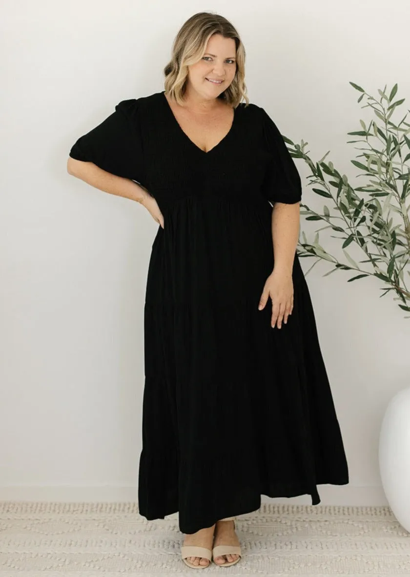 Colette Midi Dress in Black