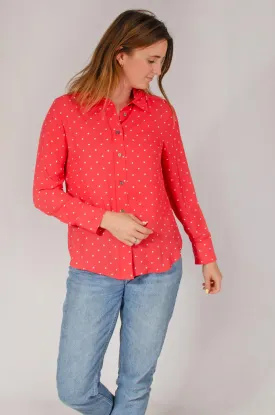 Coral Pink Polka Dot Shirt