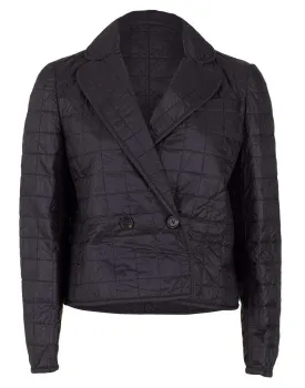 Cropped Quilted Taffeta Double Breasted Coat