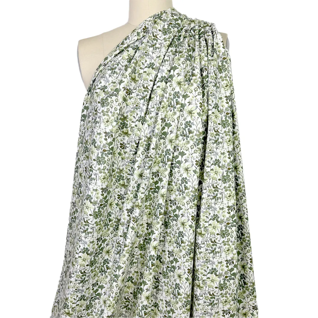 dainty floral cotton lightweight woven - sage green