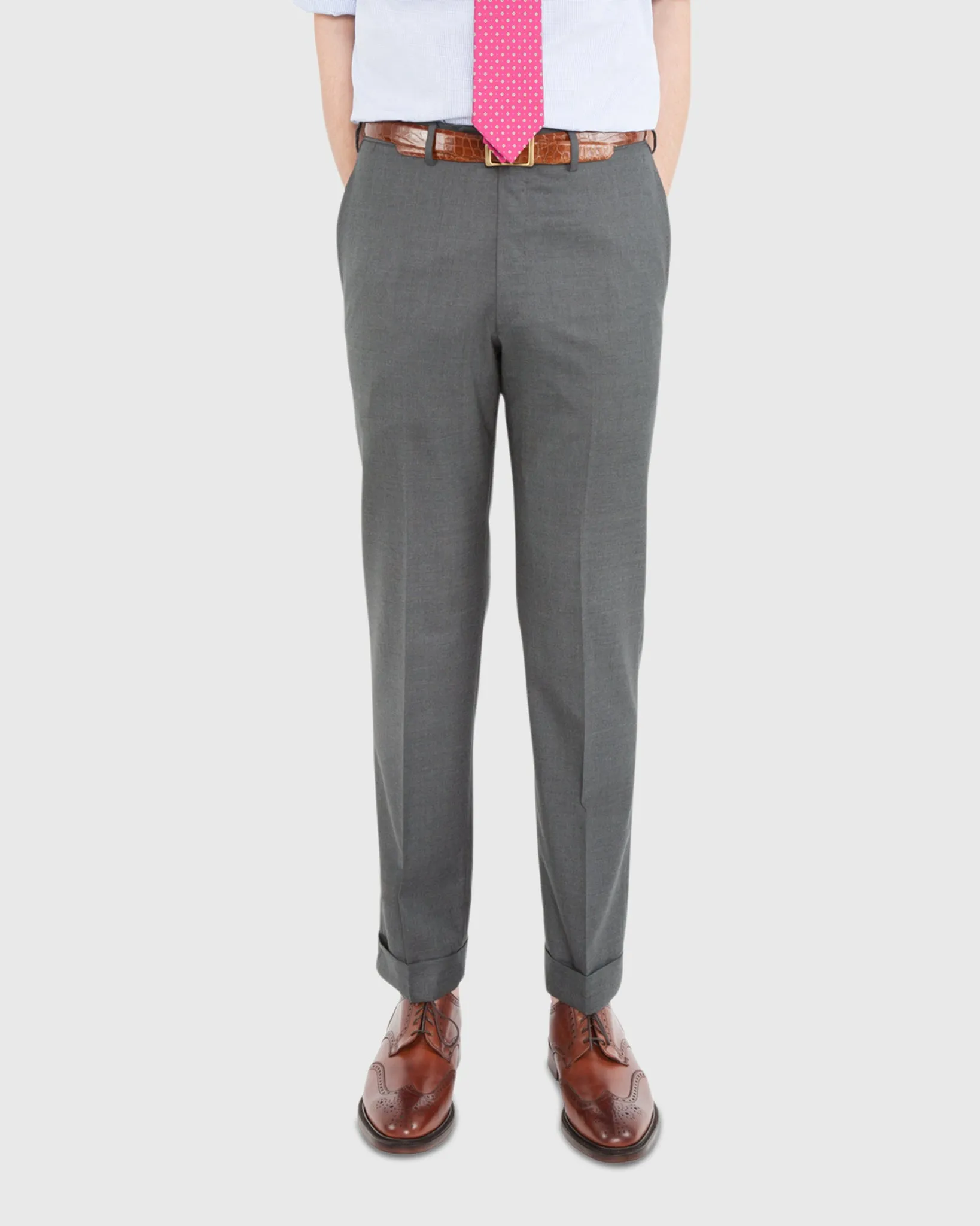 Dress Trouser in Mid-Grey Lightweight Twill