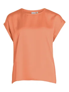 Elle Satin Top (Shell Coral)