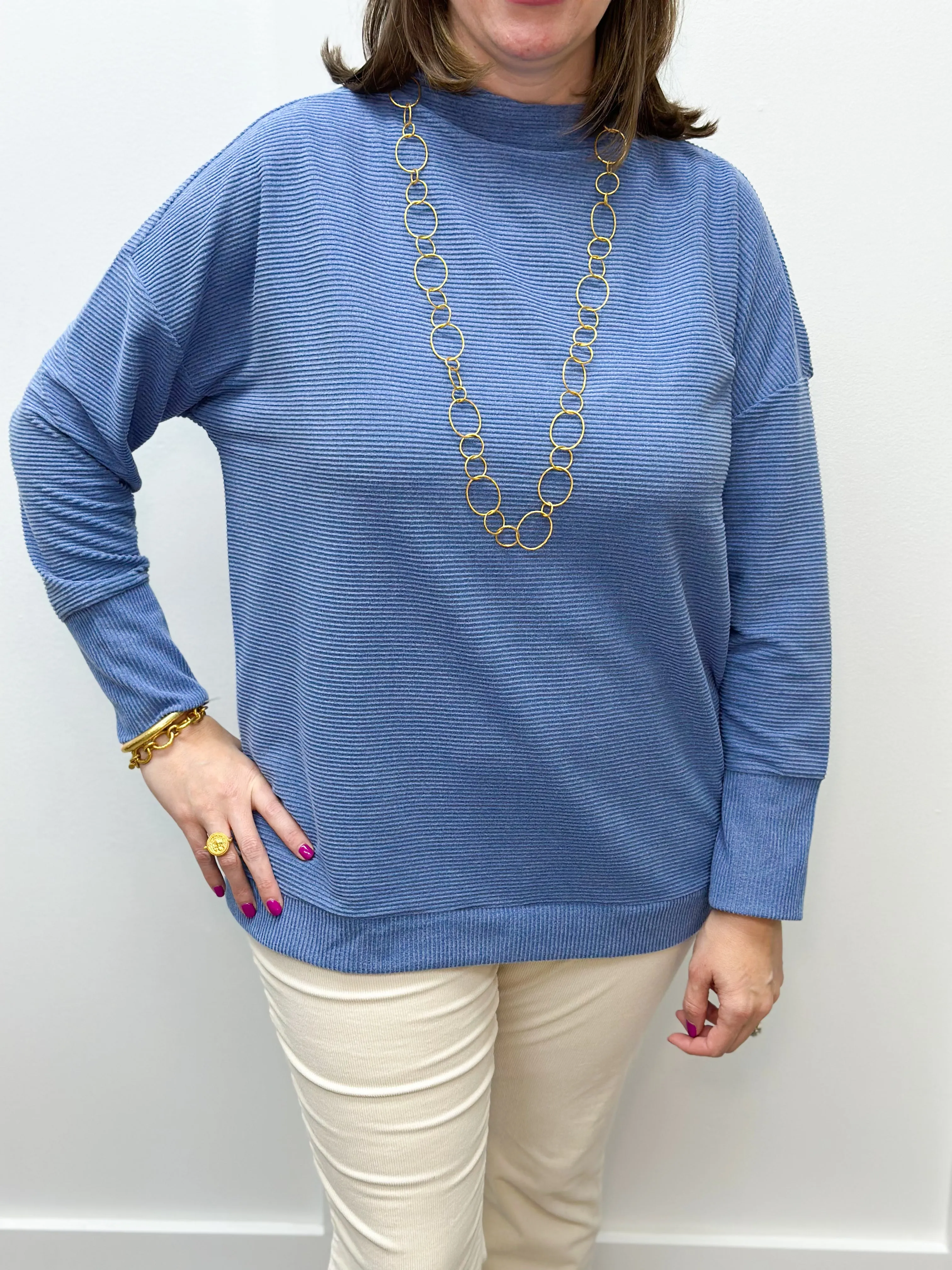 Funnel Neck Tunic - H Blue Jay