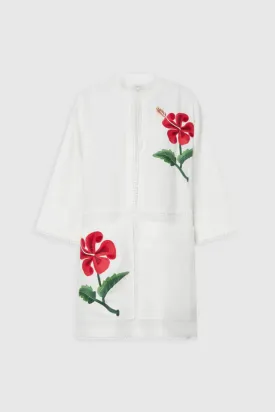 HIBISCUS EMBROIDERED TUNIC DRESS