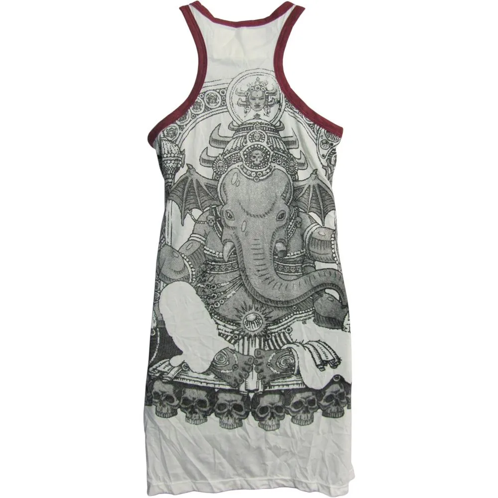 Hippie Yoga Ganesh Sure Cotton Tunic Dress Cami Tank Top #142