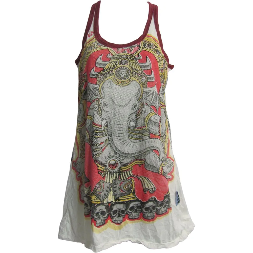 Hippie Yoga Ganesh Sure Cotton Tunic Dress Cami Tank Top #142