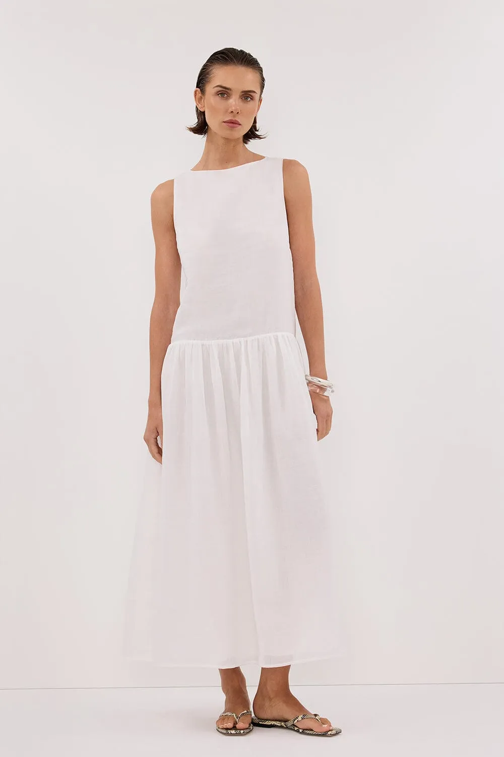 JACQUES WHITE RAMIE MIDI DRESS