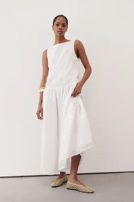 JACQUES WHITE RAMIE MIDI DRESS