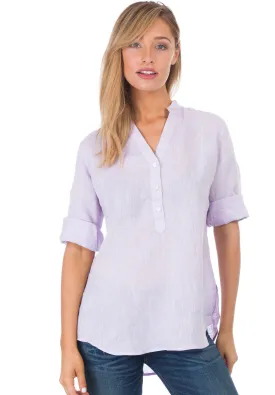 Kim, Lilac Pop-Over Linen Tunic Shirt