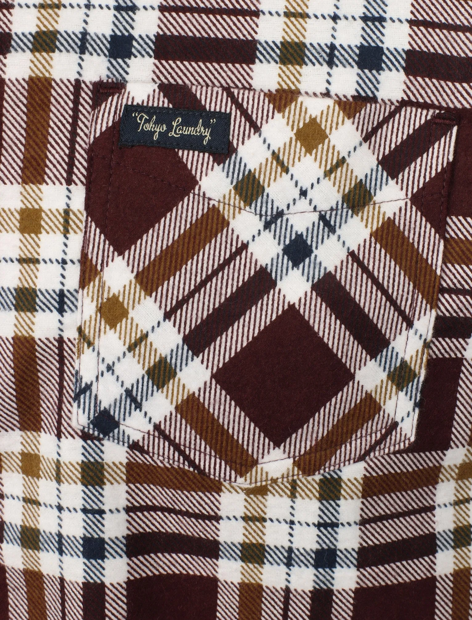 Kingsbridge Checked Cotton Flannel Shirt In Burgundy - Tokyo Laundry