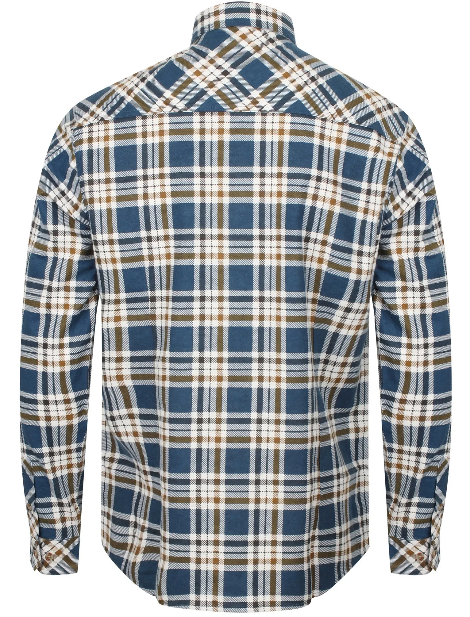 Kingsbridge Checked Cotton Flannel Shirt In Estate Blue - Tokyo Laundry