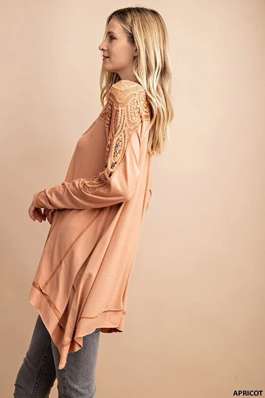 Kori Lace Patch Oversize Tunic - Apricot