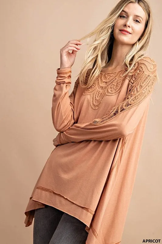 Kori Lace Patch Oversize Tunic - Apricot