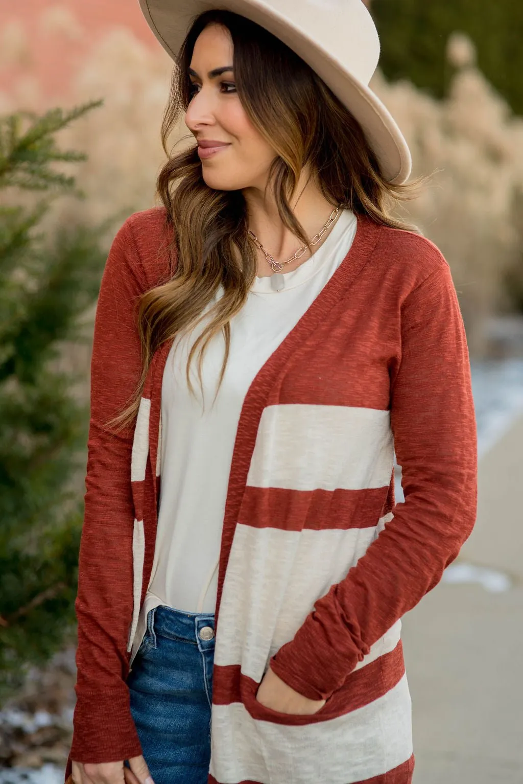 Lightweight Assorted Stripe Tunic Cardigan