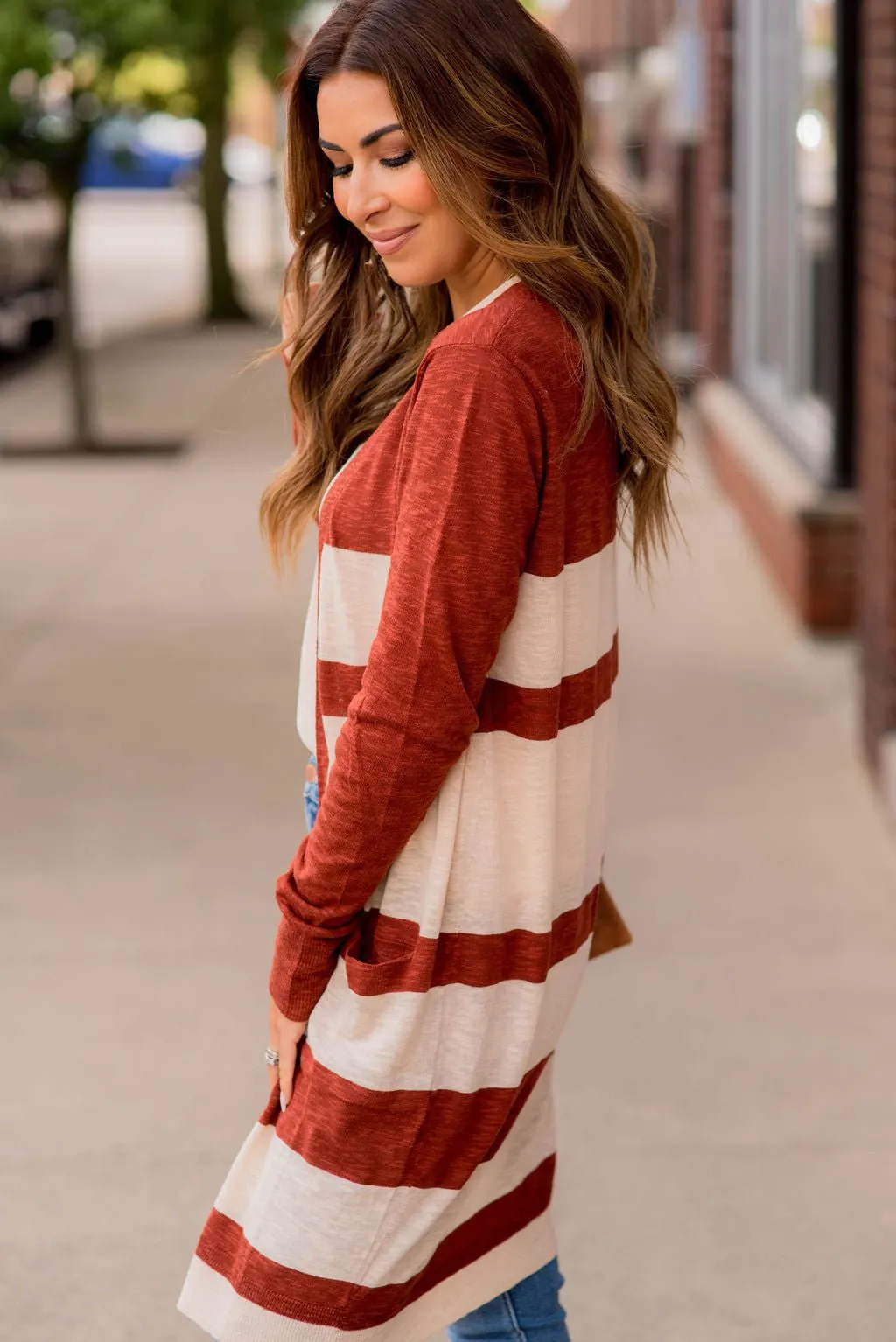 Lightweight Assorted Stripe Tunic Cardigan