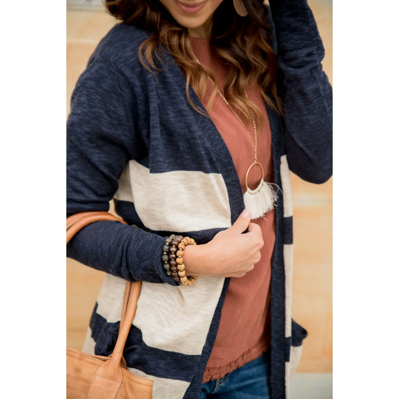 Lightweight Assorted Stripe Tunic Cardigan