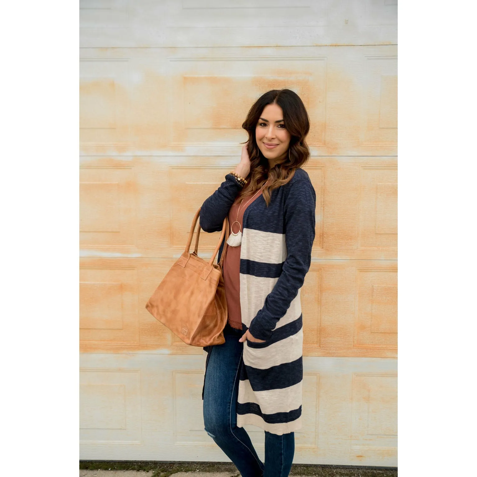 Lightweight Assorted Stripe Tunic Cardigan