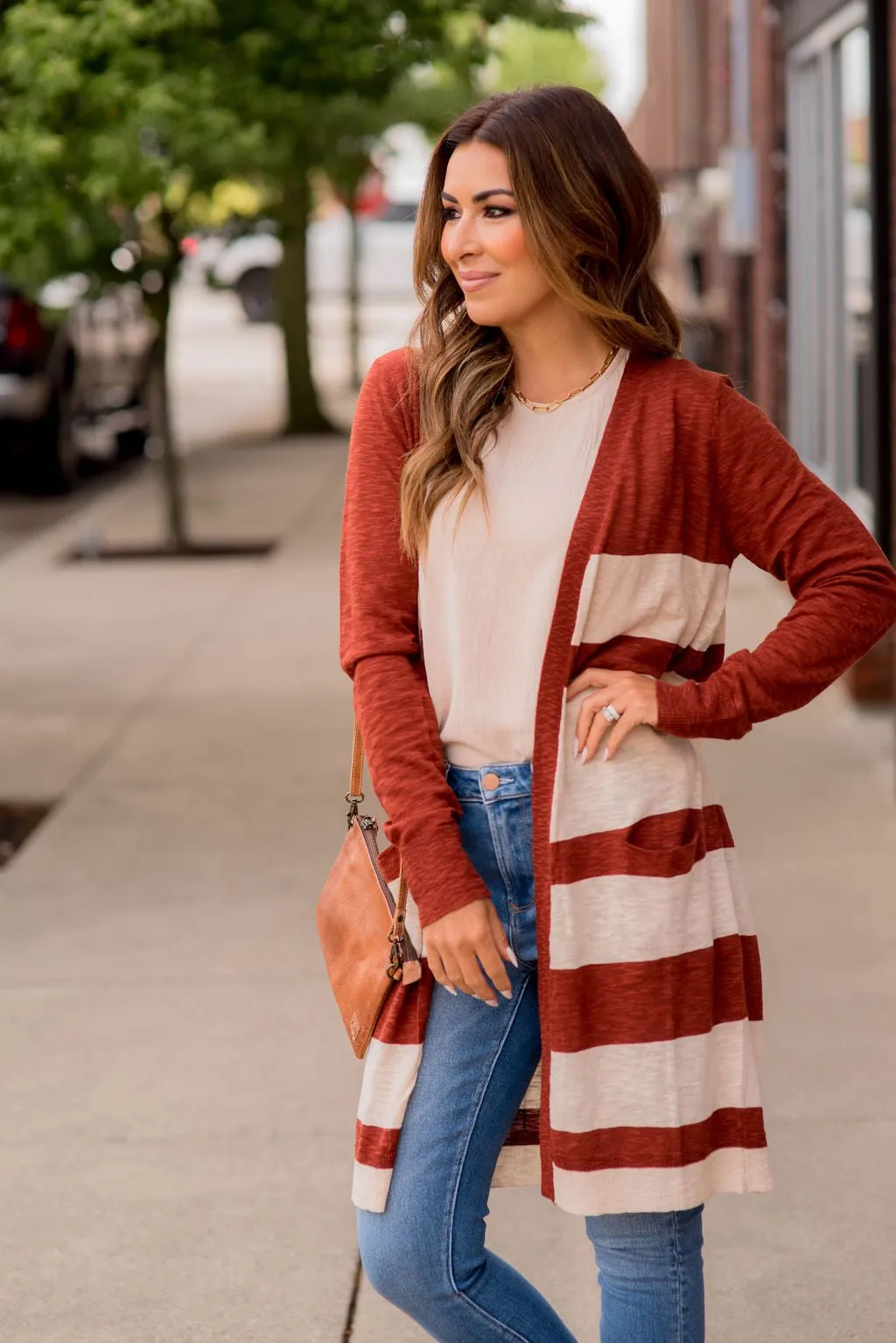 Lightweight Assorted Stripe Tunic Cardigan