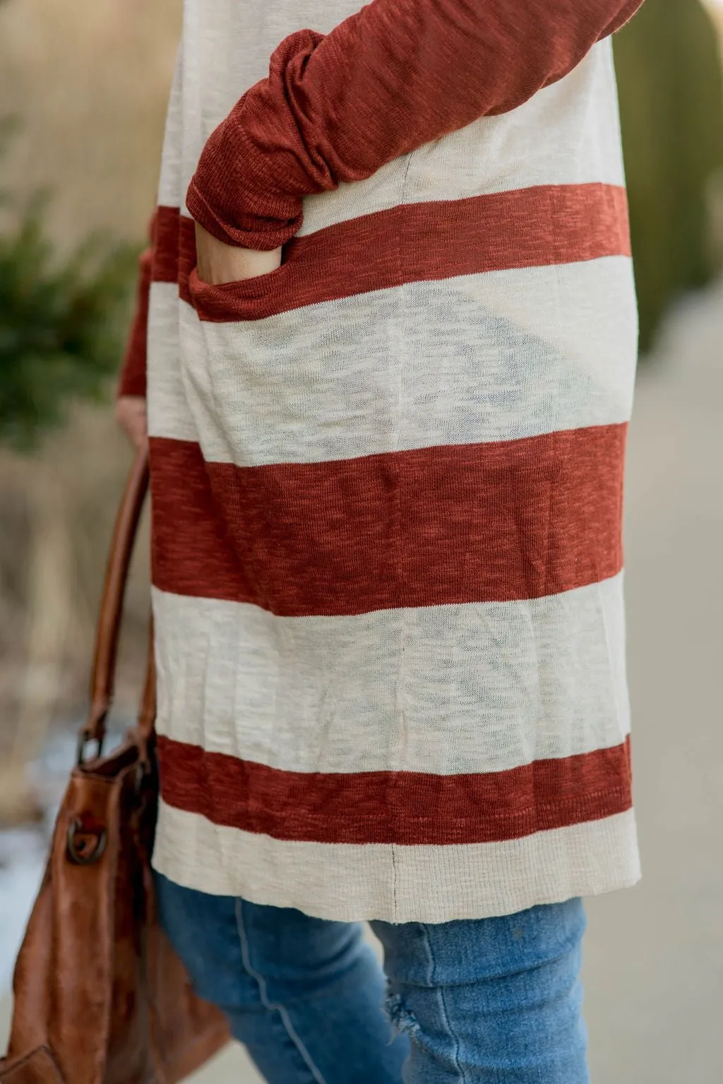 Lightweight Assorted Stripe Tunic Cardigan