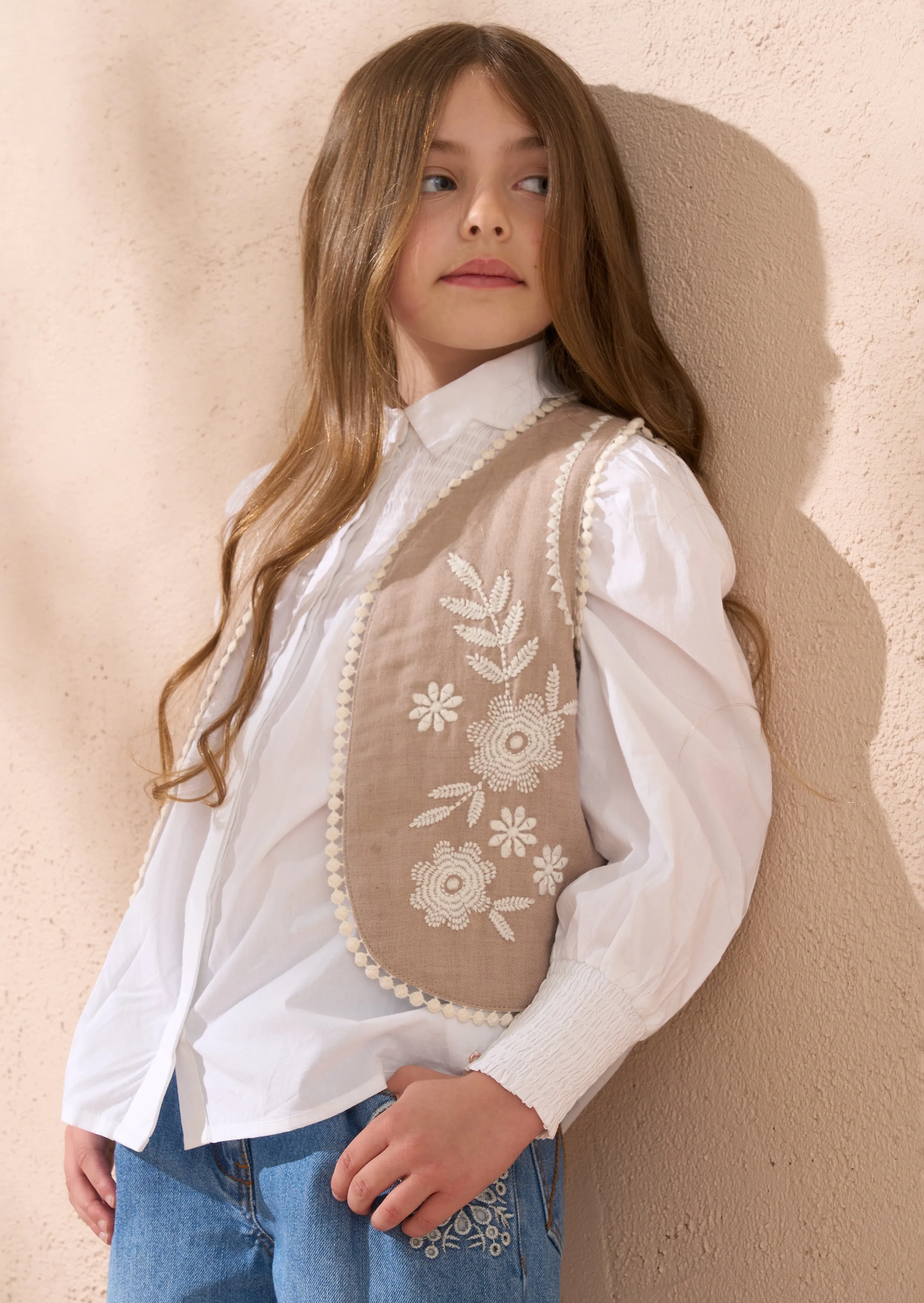 Lina Taupe Embroidered Gilet