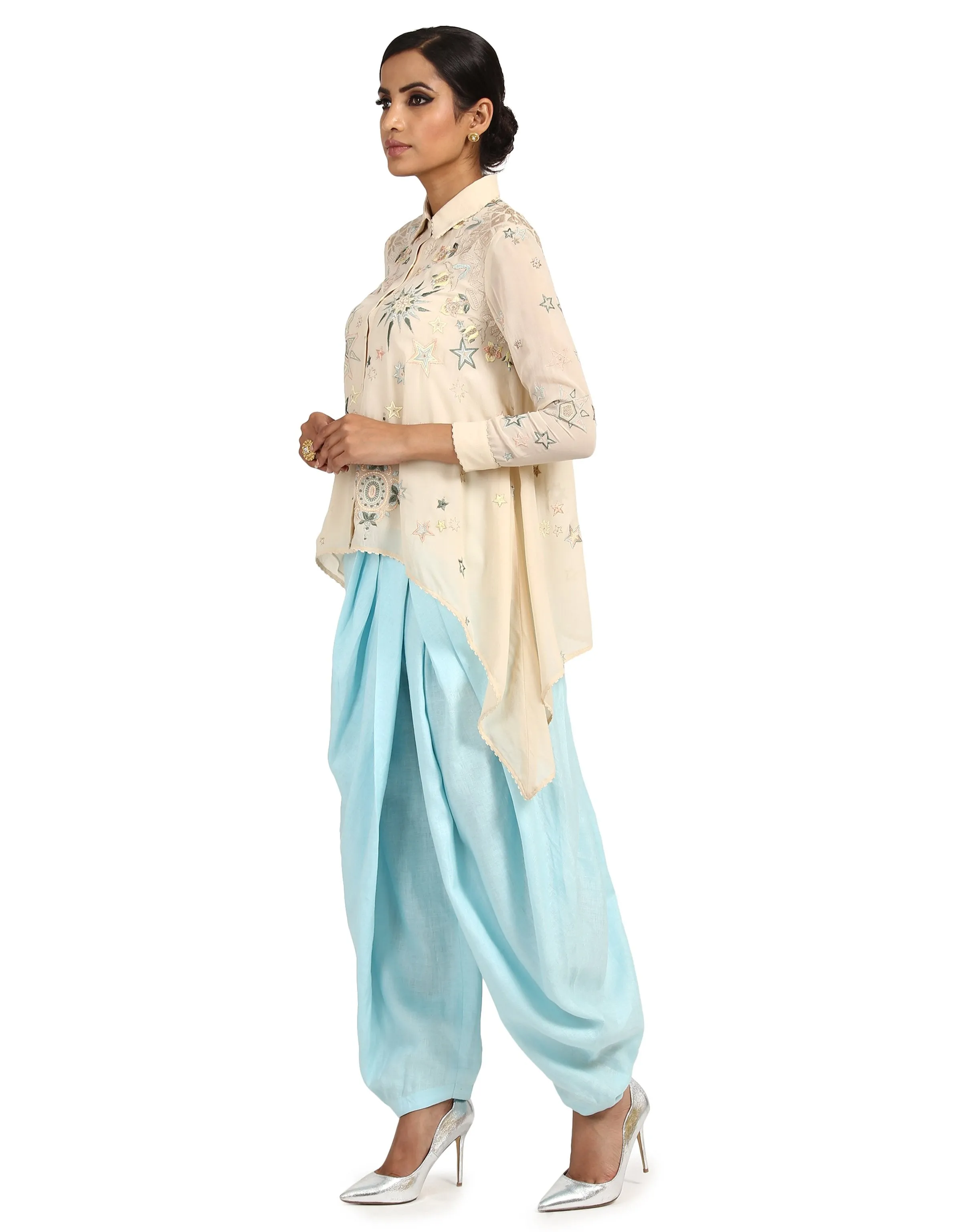 Linen Balloon Pants- Ice Blue