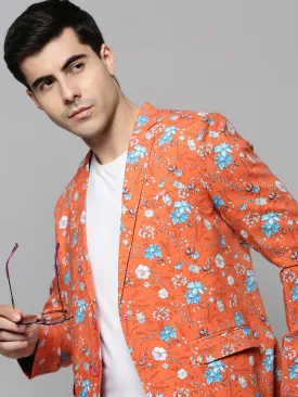 Men Coral Printed Blazer