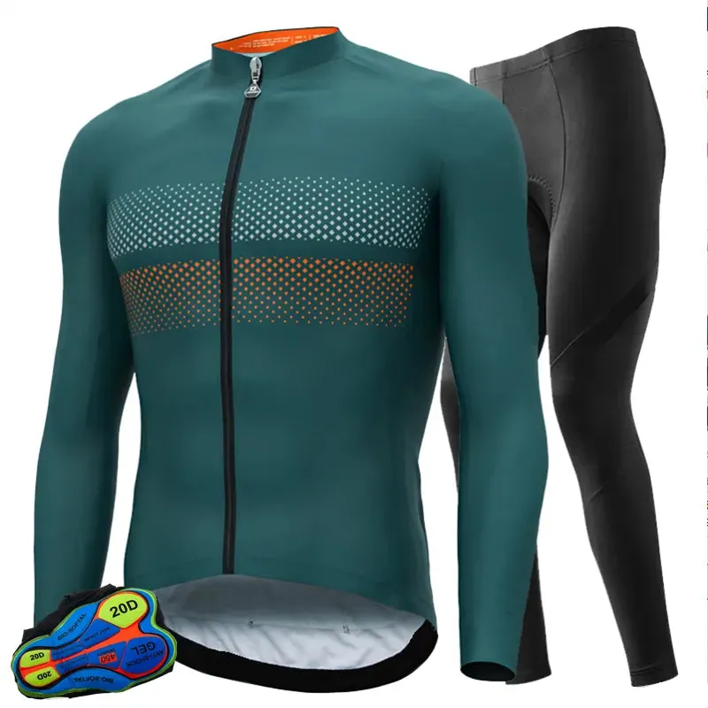 Men's Pro Sportswear Climbing Cycling Jersey Set Bicycle Suit Long Sleeves Outdoor Winter Thermal Fleece Riding Clothing