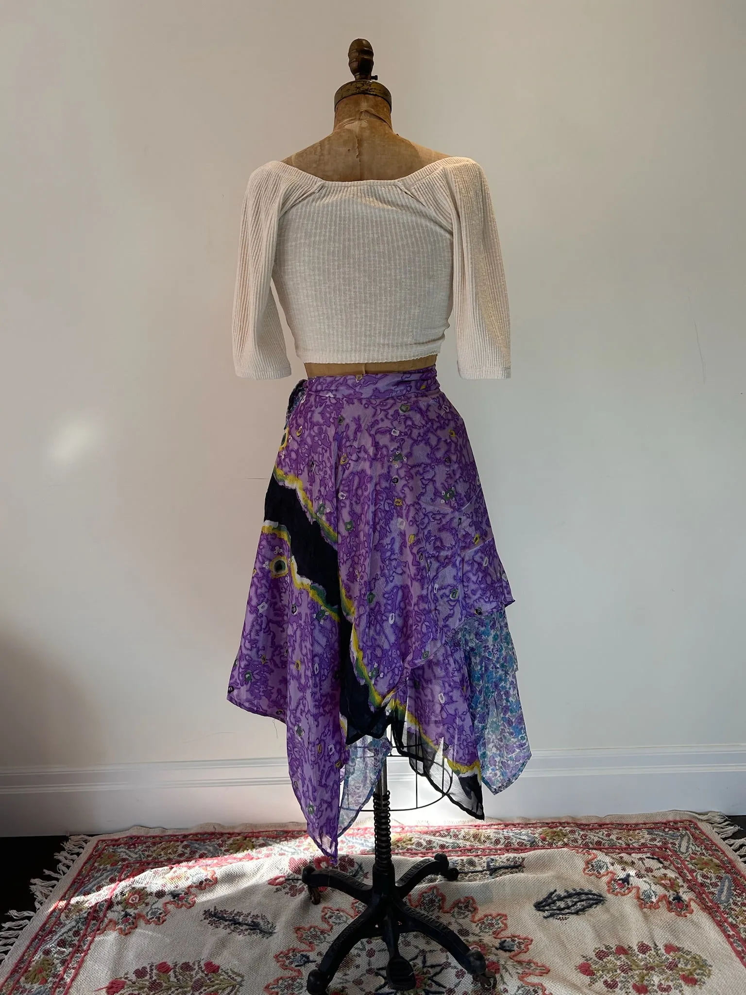 Midi Diamond Multi Wear Reversible Skirt - Purple Flower Mix