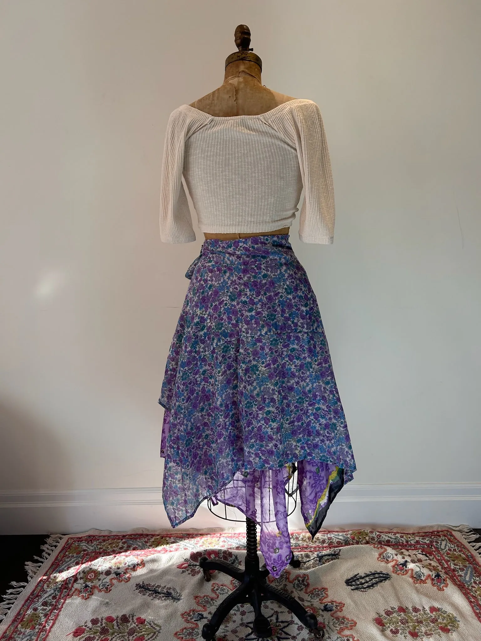 Midi Diamond Multi Wear Reversible Skirt - Purple Flower Mix