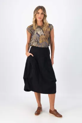 Milwaukee Fiesta Skirt Black in Slub Linen | Pre-Order (S)