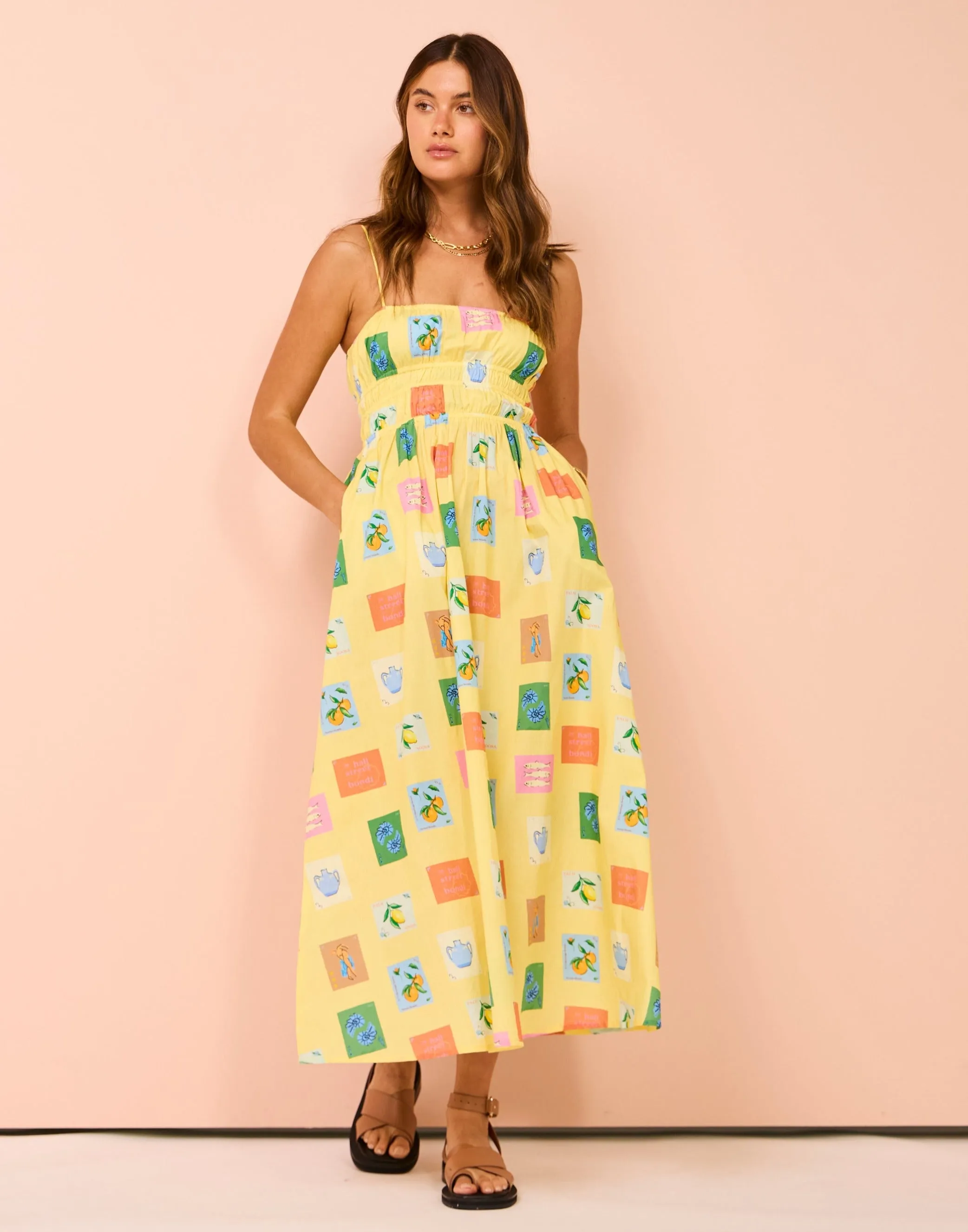 Palm Noosa West Dress in Yellow Emblem