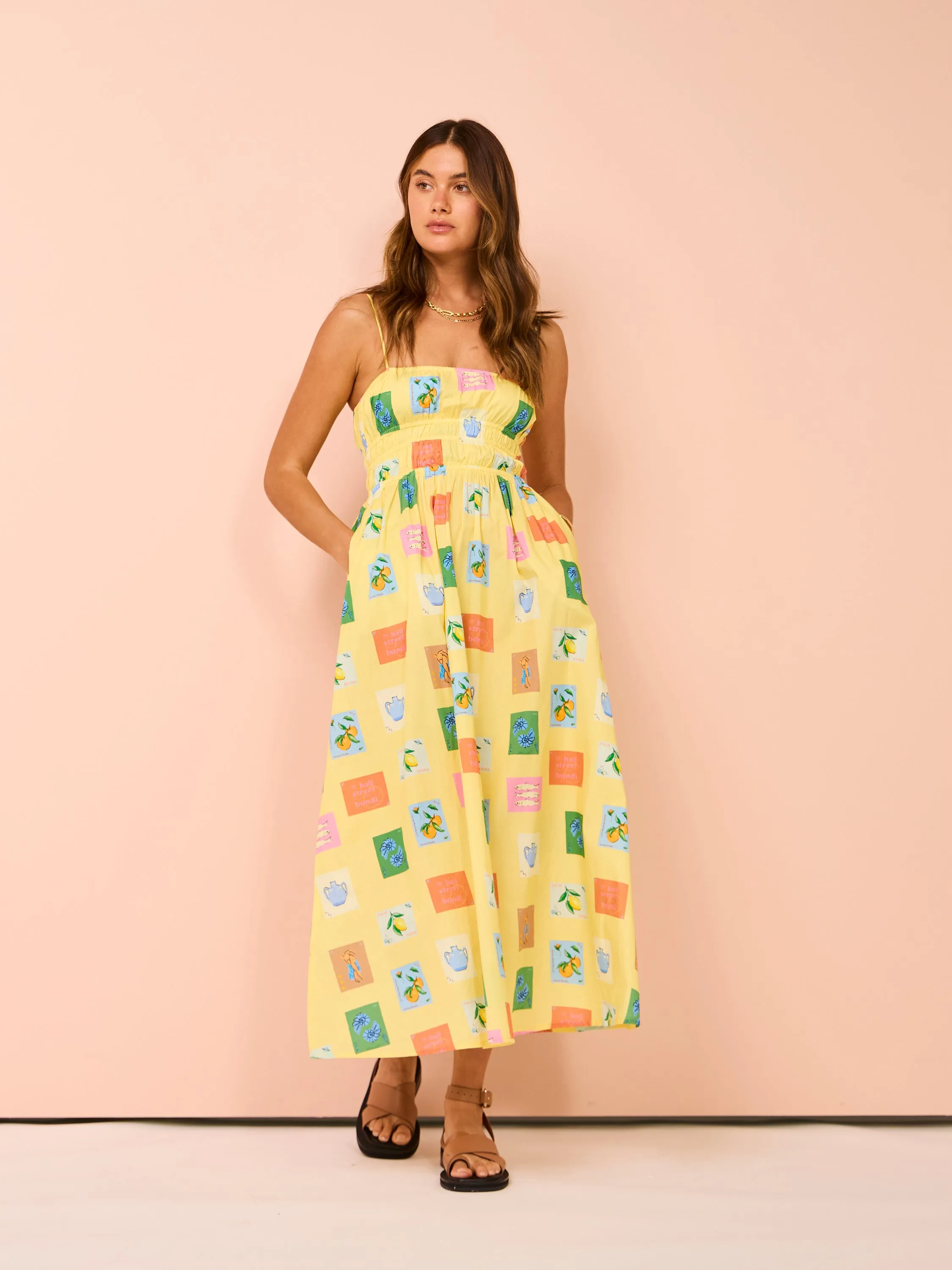 Palm Noosa West Dress in Yellow Emblem