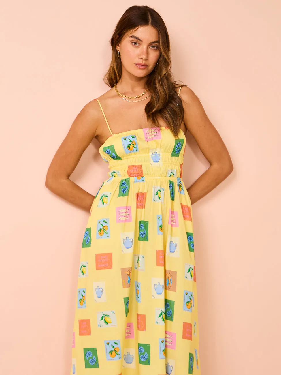 Palm Noosa West Dress in Yellow Emblem