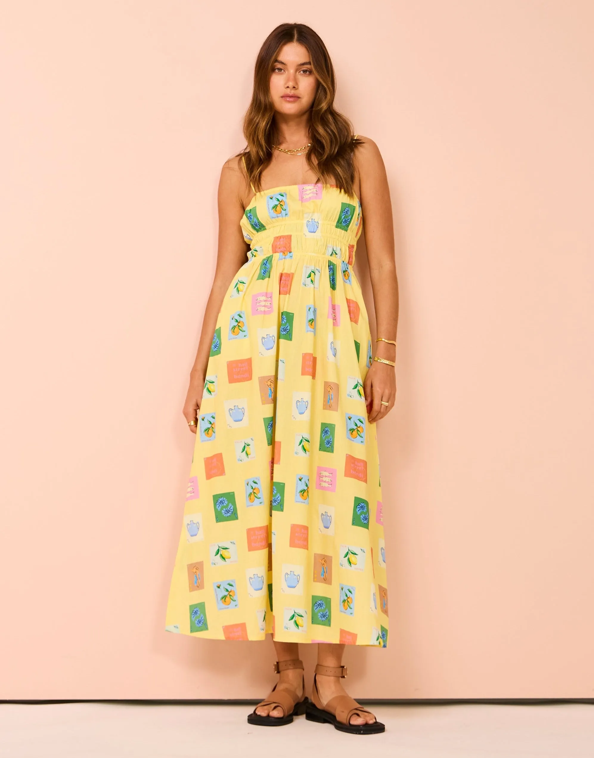 Palm Noosa West Dress in Yellow Emblem