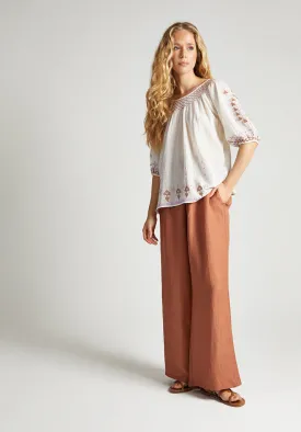 Paulina Wide Leg Trouser In Brown