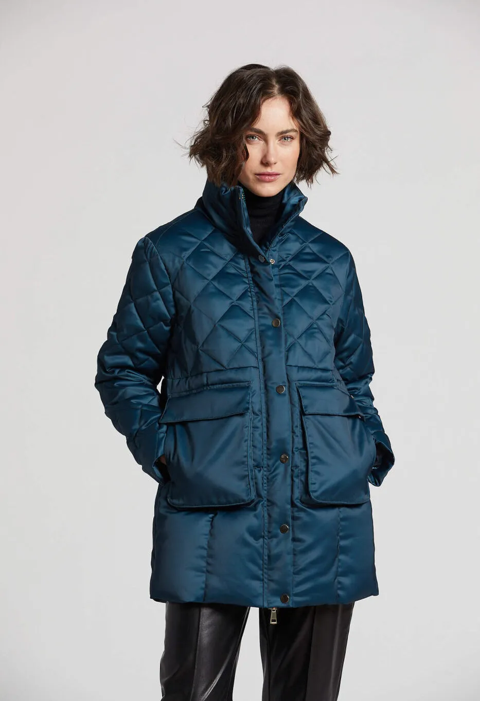 Praline Satin Quilted Down Coat