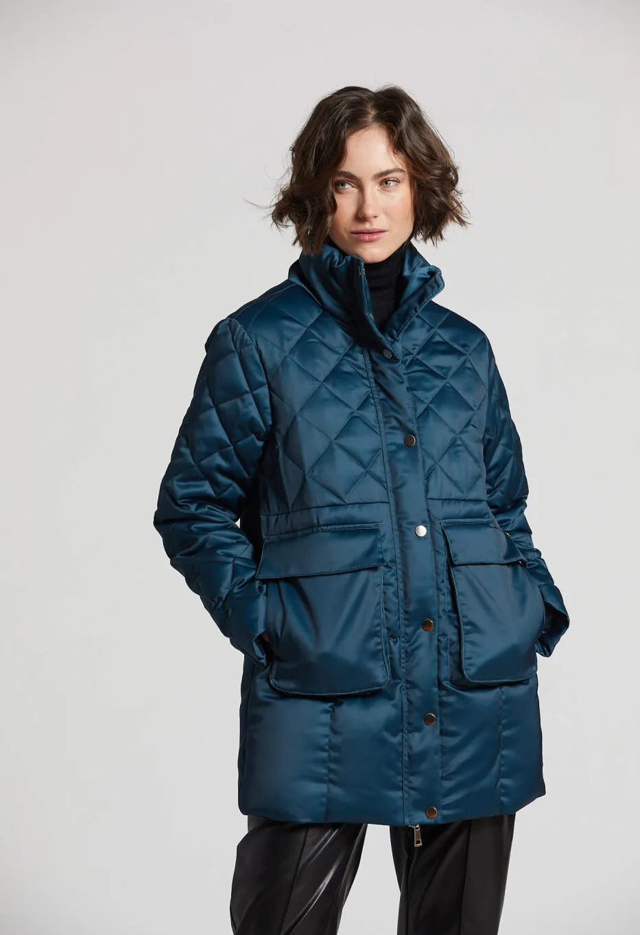 Praline Satin Quilted Down Coat