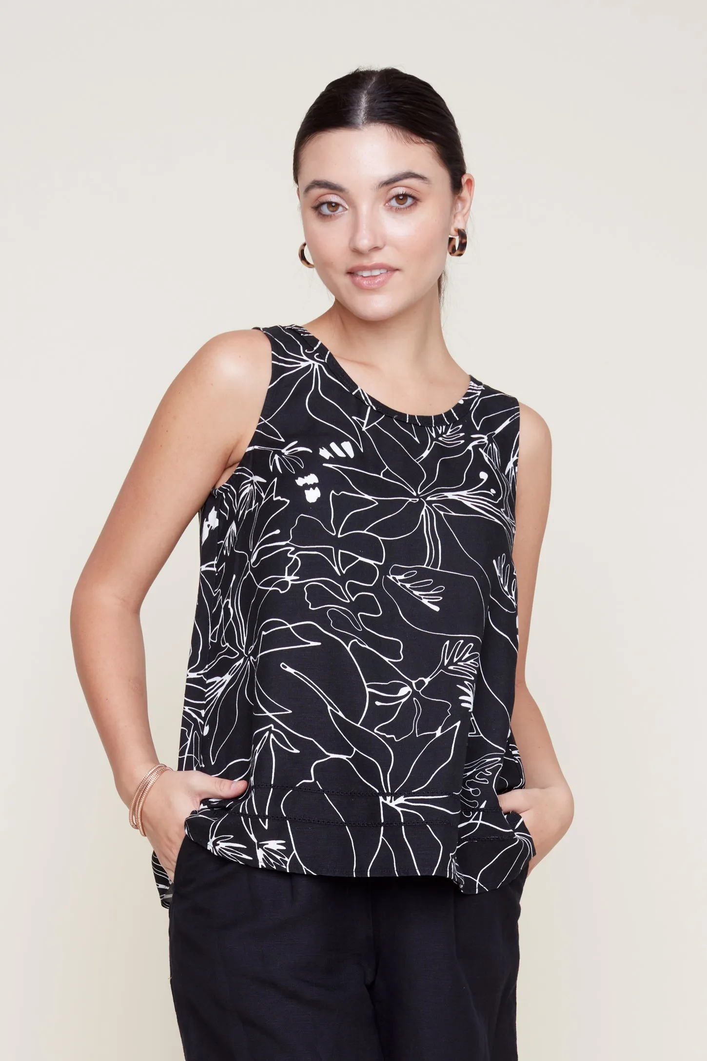 Printed Linen Tank