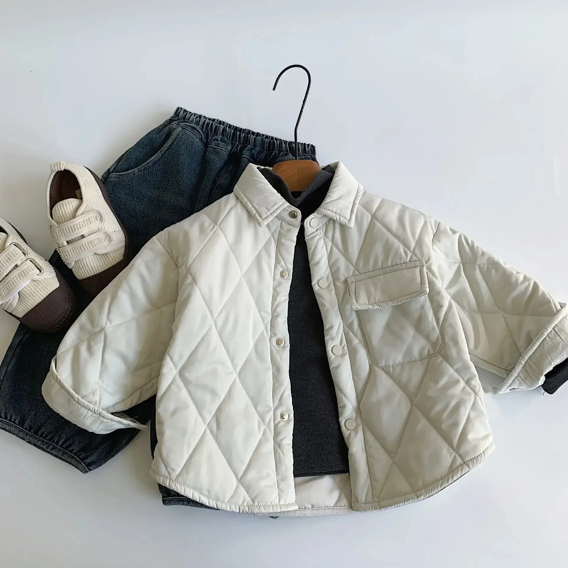 Quilted Solid Collar Jacket