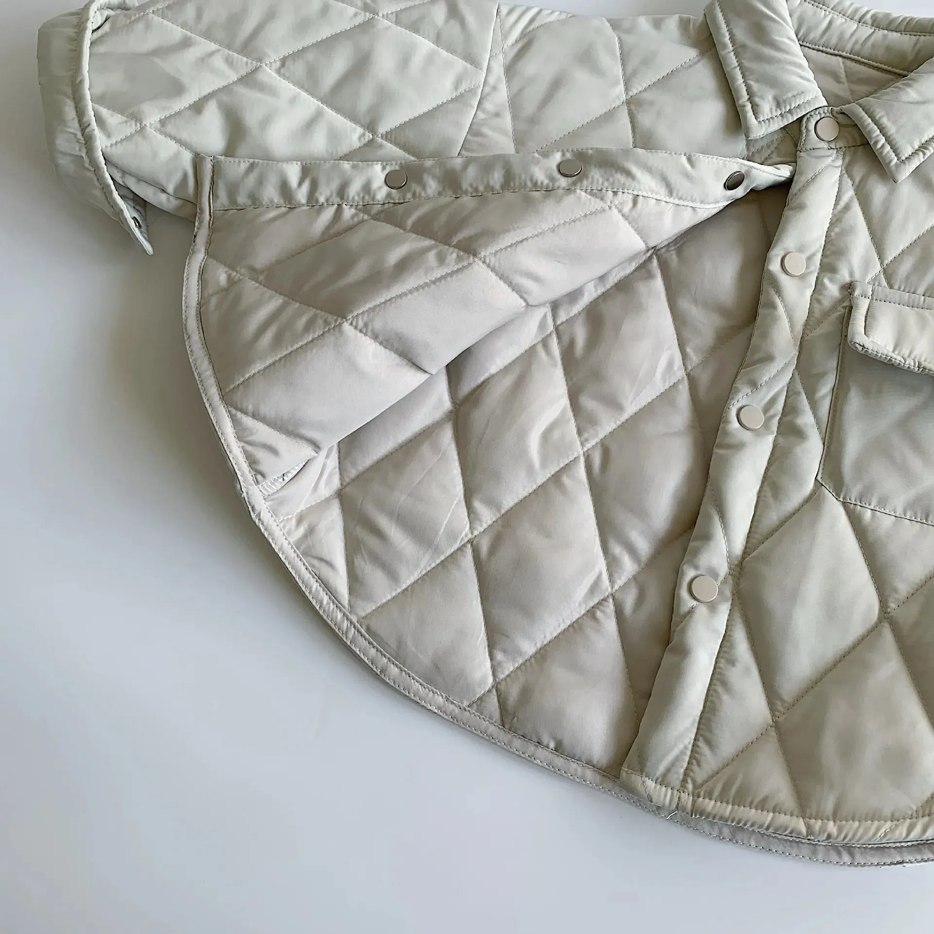 Quilted Solid Collar Jacket